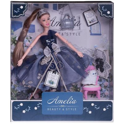 Кукла "Amelia. Вечерний раут" с диадемой в платье с двухслойной юбкой, русые волосы, 30 см