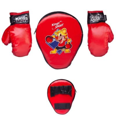 Боксерский набор "Храбрый тигренок": перчатки, боксерская лапа, в пакете