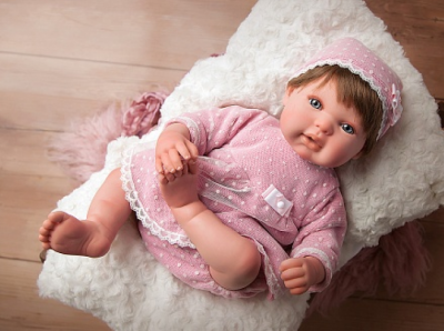 Arias ReBorns Carolina новорождённый пупс 45 см, мягкое тело, в розовой одежде, с соской