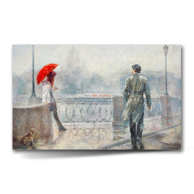 Пазл контурный-картина 100 Красный зонт