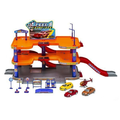 Игровой набор Гараж, 3 уровня, включает 3 машины и вертолет