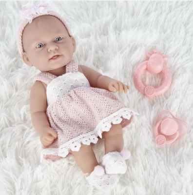 Пупс "Pure Baby" в розовом платье, носочках, повязке, 30 см, с аксессуарами, в коробке