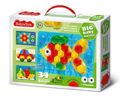 Мозаика для самых маленьких Baby Toys "Рыбка" d40/4 цв/34 элемента