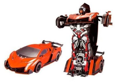 1toy Робот на р/у 2,4GHz, трансформирующийся в спортивный автомобиль, 30 см, оранжевый
