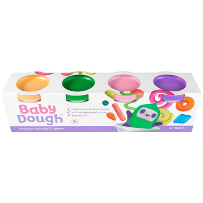 Тесто для лепки BabyDough, набор 4 цвета (персиковый, нежно-розовый, зеленый, фиолетовый) №3