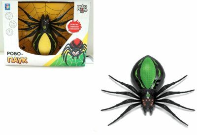 1TOY игрушка Робо-паук, свет, звук, движение, черно-зеленый