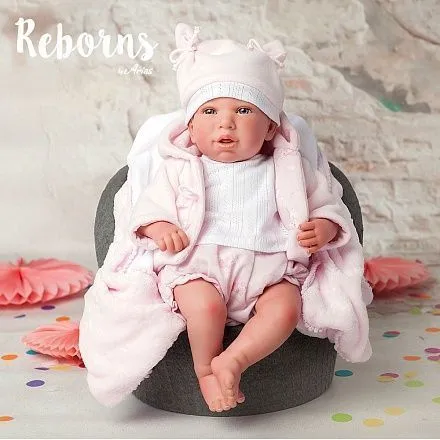 Arias ReBorns Paola новорождённый пупс 45 см, мягкое тело, в розовой одежде, с соской