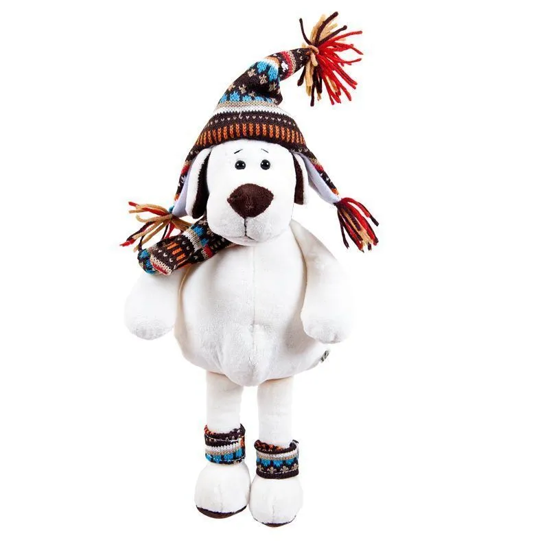 Собака в шапке 24 см, игрушка мягкая