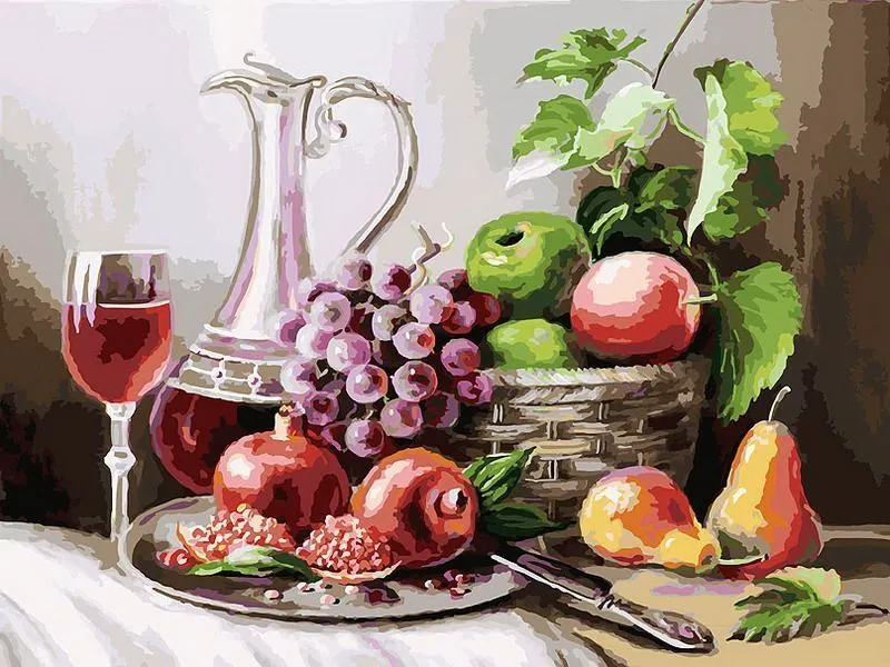 Картина по номерам на холсте 30*40 см Натюрморт с фруктами