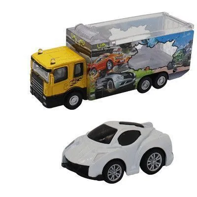 Набор грузовик + машинка die-cast  белая, спусковой механизм, 1:60 Funky toys FT61050