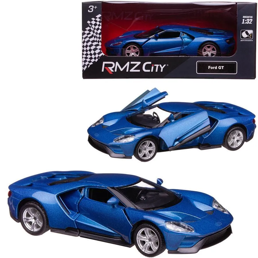 Машина металлическая RMZ City 1:32 Ford GT 2019, инерционная, цвет синий