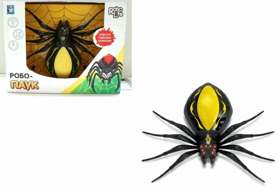 1TOY игрушка Робо-паук, свет, звук, движение, черно-желтый