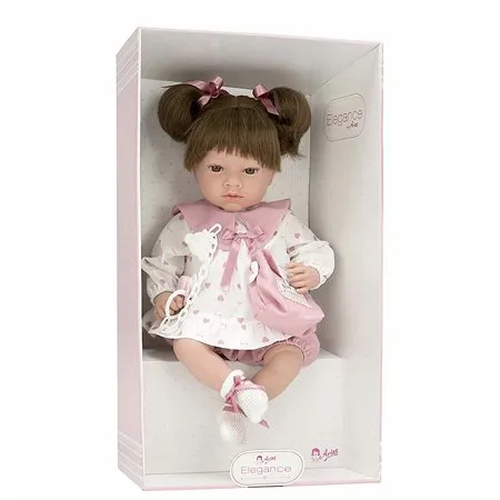 Кукла Arias ELEGANCE ARIA 40 см с функциями. В розовой одежде, с соской и сумкой