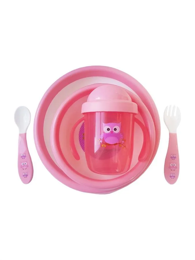 Набор детской посуды (розовый)  в коробке.