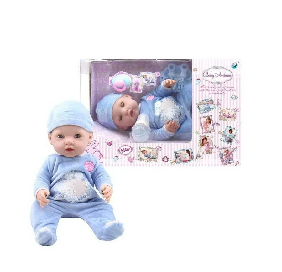 Пупс-кукла "Baby Ardana", 40см, в голубом комбинезончике, в наборе с аксессуарами, в коробке