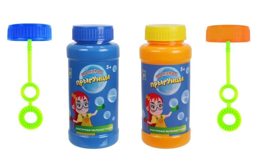 1toy Прыгунцы, бутылка с раствором для эластичных мыльных пузырей (венчик внутри), 100мл