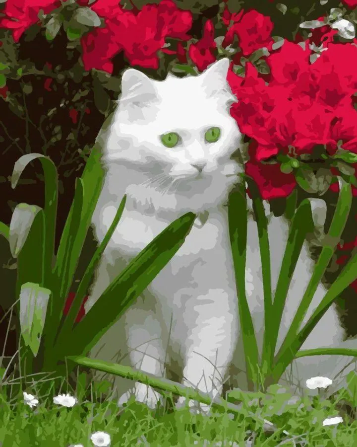 Картина по номерам "Котик в саду"