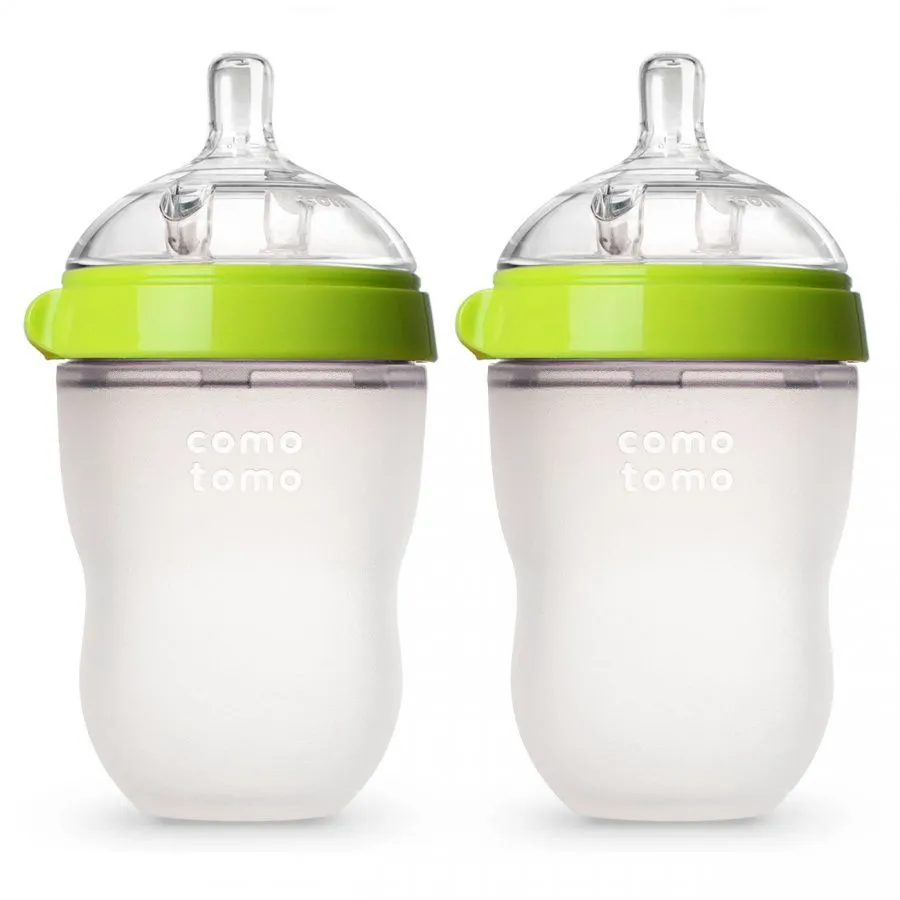 Набор из двух бутылочек для кормления COMOTOMO, цвет зеленый (250 мл.) Comotomo Natural Feel Baby Bo