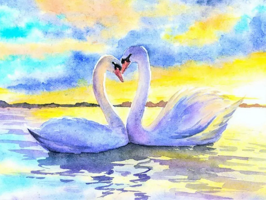 Набор для творчества холст с красками по номерам Красивые лебеди (20 цветов) 30 на 40 см