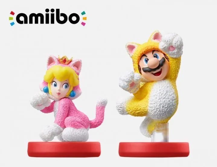 Аксессуар: Amiibo Марио-кот и Пич-кошка (коллекция Super Mario) фигурка.