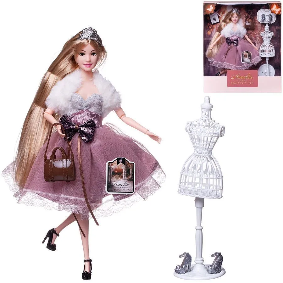 Кукла "Amelia. Королевский прием" с диадемой, в платье с меховой накидкой, светлые волосы, 30 см