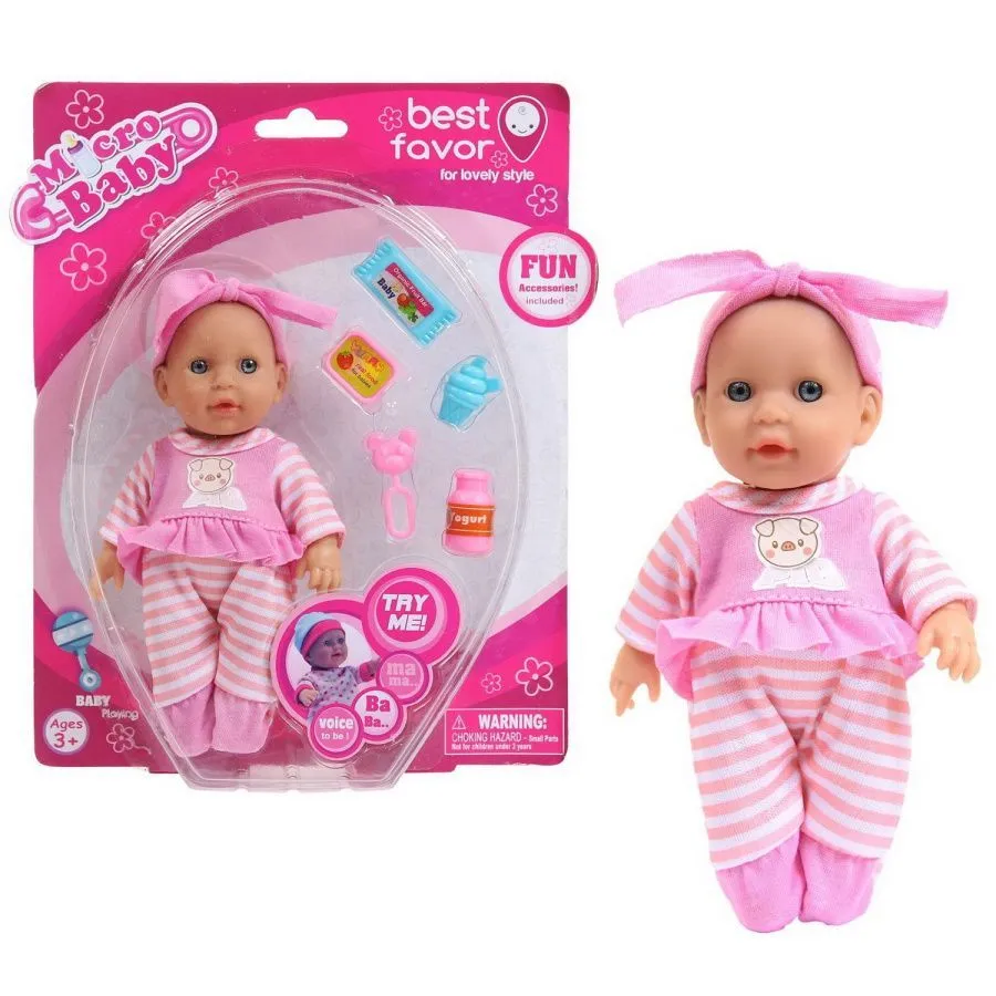 Пупс "Micro Baby" 15 см, девочка в костюмчике, с аксессуарами