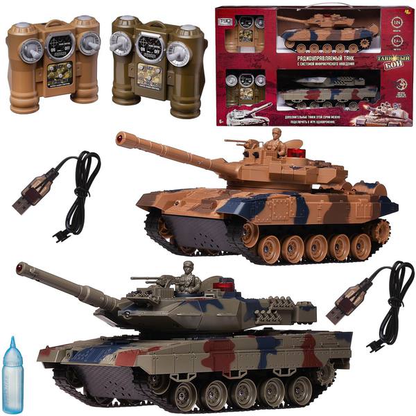 Танковый бой р/у, в наборе: 2 танка (Т90 и Леопард), звуковые и световые эффекты, функция холодного 