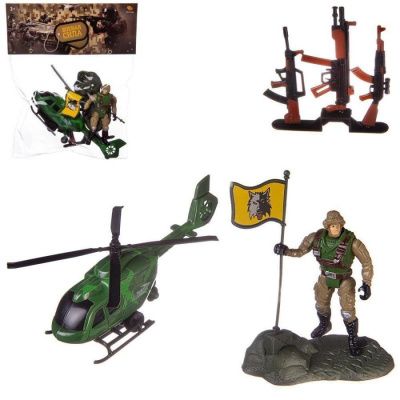 Боевая сила. Игровой набор "Вертолет, фигурка солдата и другие акссесуары", в пакете
