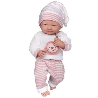 Пупс "Pure Baby" 40см, в белой со львенком кофточке, бело-розовых в полоску штанишках и шапочке, в 