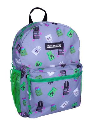 502020203 рюкзак MINECRAFT, размеры 40х30х14см, цвет: серый/зеленый