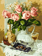 Картина по номерам на холсте 30*40 см Розы и шоколад