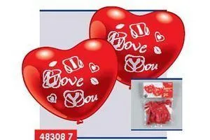 5 фигурных шариков-сердец "Я люблю тебя"