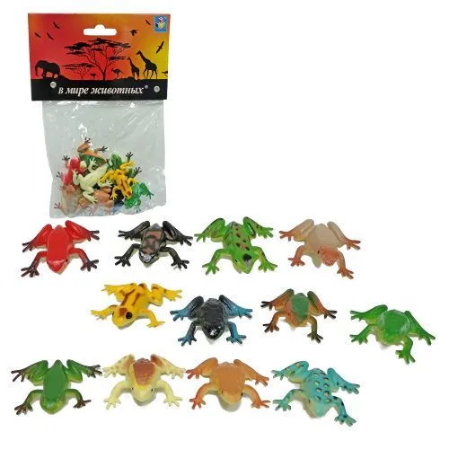 1toy "В мире животных" Набор игрушечных лягушек 12 шт х 5 см 