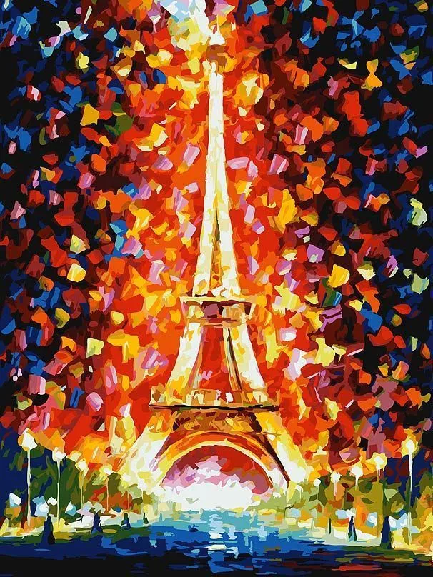 Картина по номерам на холсте 30*40 см Париж - огни Эйфелевой башни